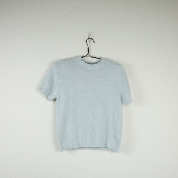 Ny &Co light blue fuzzy wool short sleeve sweater - Picture 4 of 8
